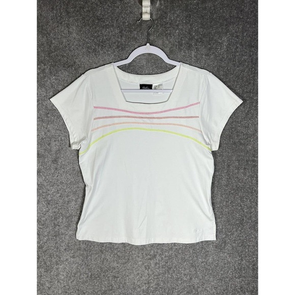 Vintage Kaelin Square Neck Golf Tennis Shirt Top Womens Size XL‎ Stretch Stripes - Picture 1 of 6